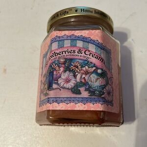 Home interiors, vintage strawberries, and cream candle